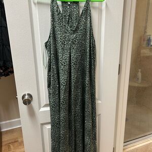 Leopard Print Green Dress